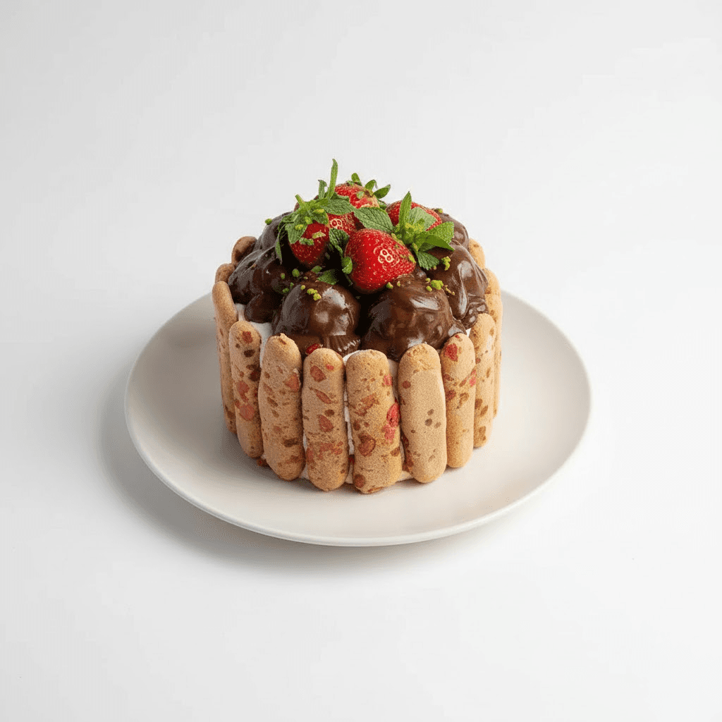 Çilekli Profiterol Soslu Yaş Pasta (4-6 Kişilik)